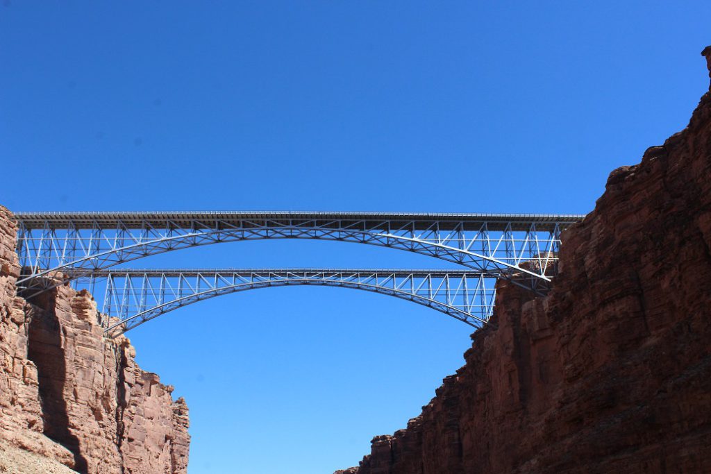 The Grand Canyon Walls get higher as we pass under the Navajo Reservation bridges