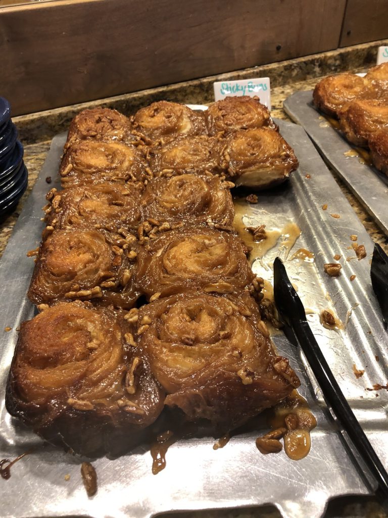 Yum - sticky fresh-baked cinnamon buns for breakfast at Vista Verde Ranch