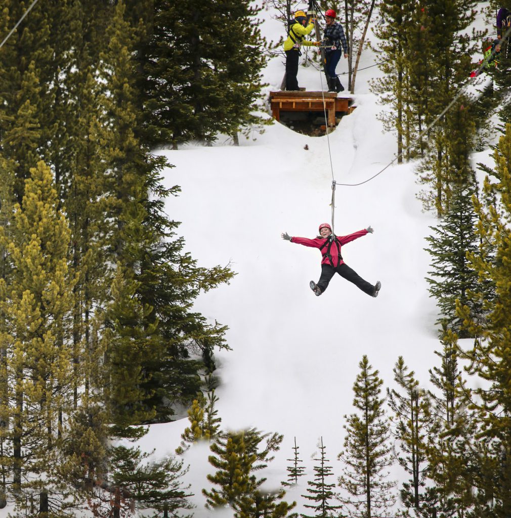 Zip lining at Big Sky Resort in Montana