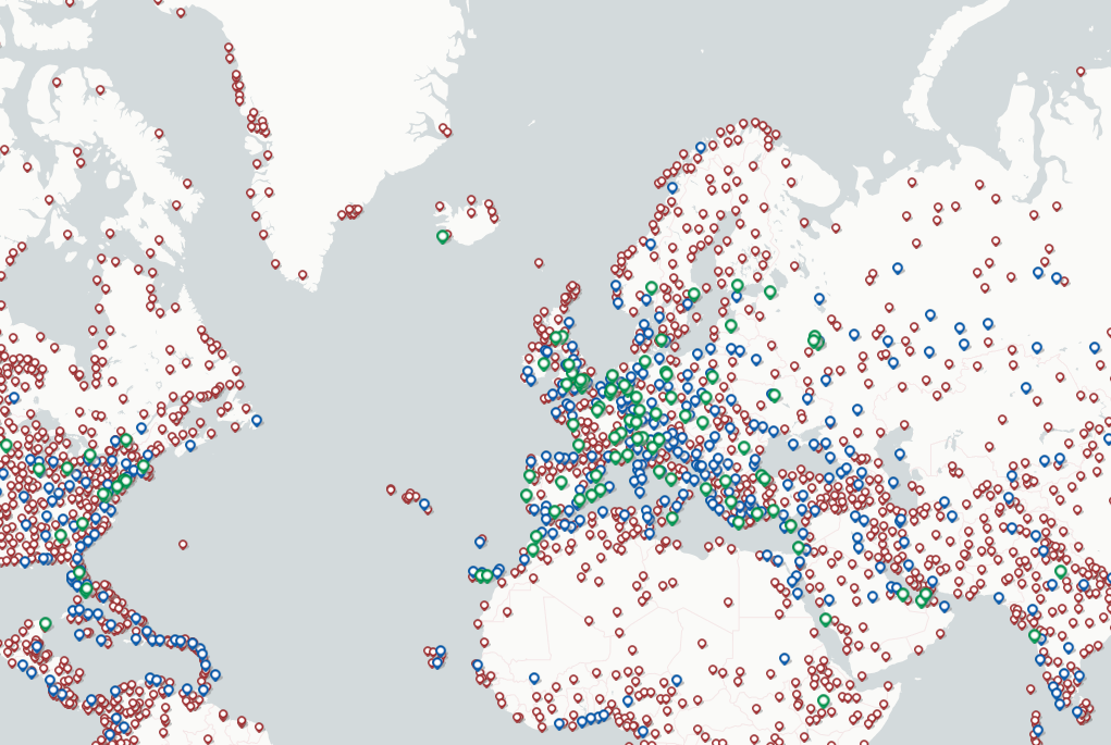 Explore every non-stop flight from every airport in the world with the brilliant airport map. 