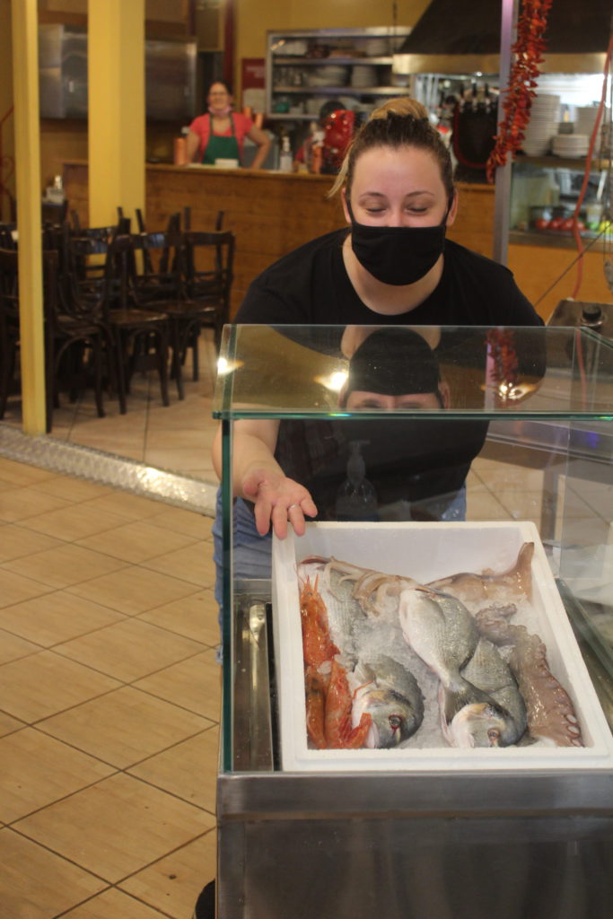 Fresh seafood at Maxaipitoa in the Athens Central Market