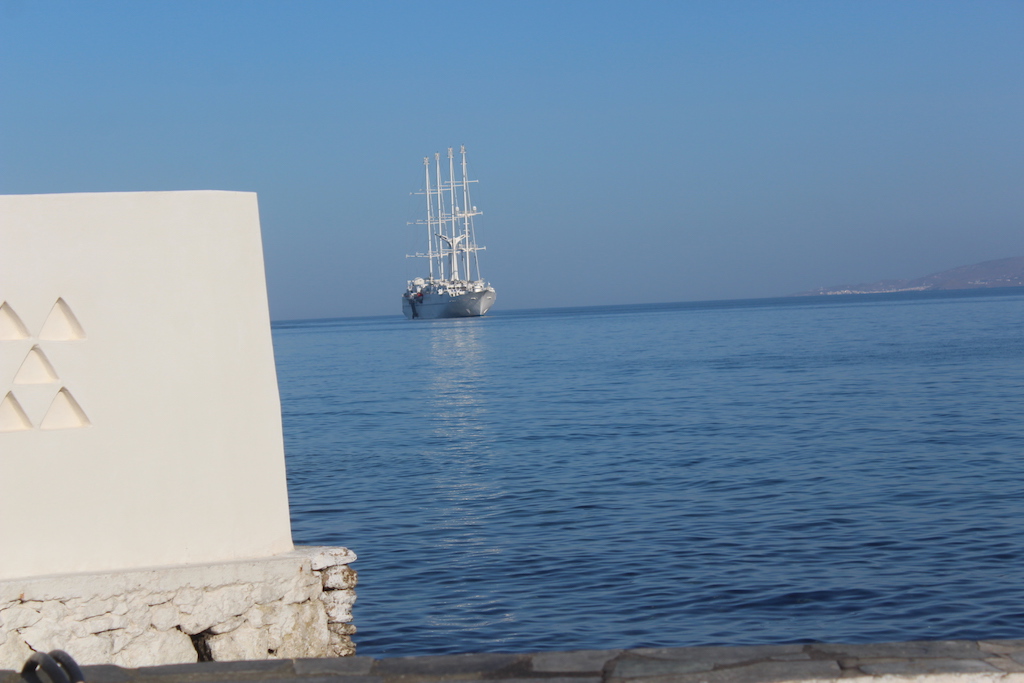 The Wind Star anchored off Mykonos