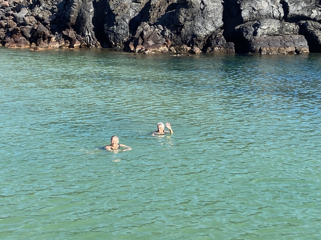 Swimming in the volcanic waters of Santorini