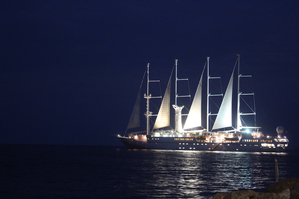 The Wind Star as night falls overMonemvasia