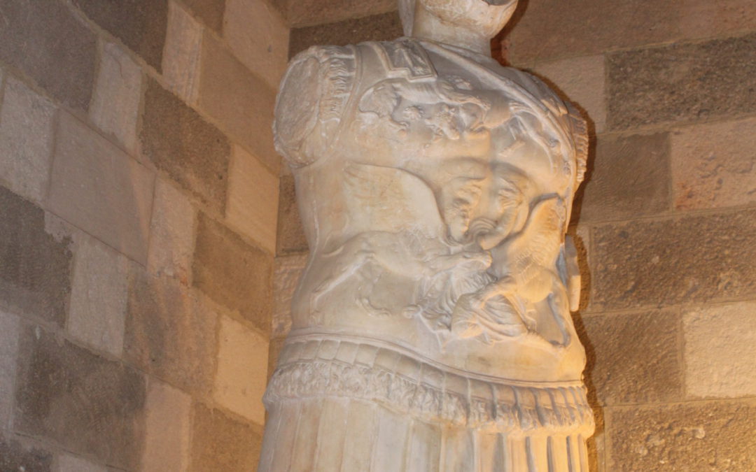 Statue of the unknown Greek warrior in the Palace on Rhodes