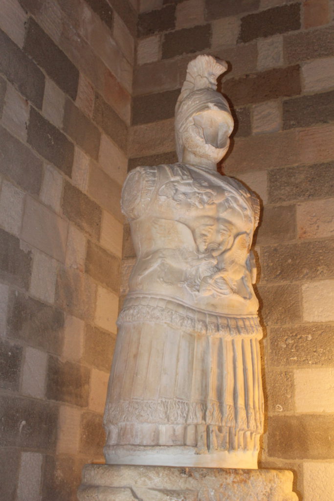 Statue of the unknown Greek warrior in the Palace on Rhodes