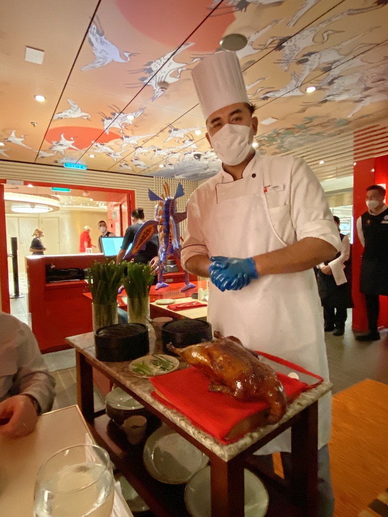 Peking Duck for carving at ChiBang restaurant aboard Carnival Mardi Gras