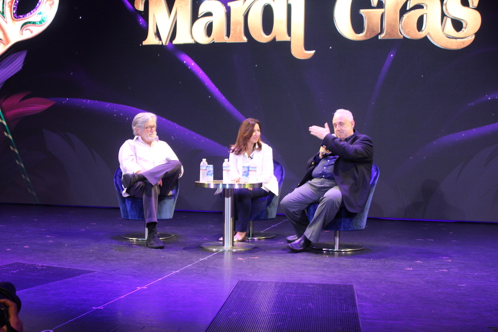 Carnival Corp. Chairman Micky Arison (L), Carnival Cruise Line President Christine Duffy (Center) and John Healdl, Carnival's Brand Ambassador, discuss the return of kids and Covid Safety protocols