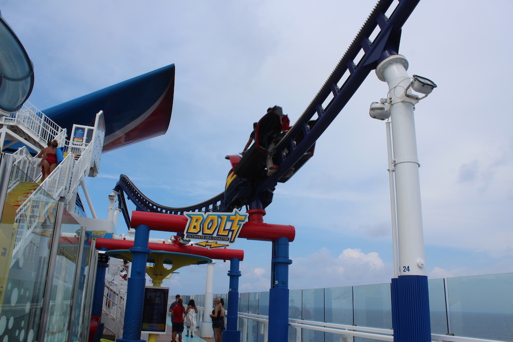 The Bolt, first roller coaster at sea - on the new Carnival Mardi Gras