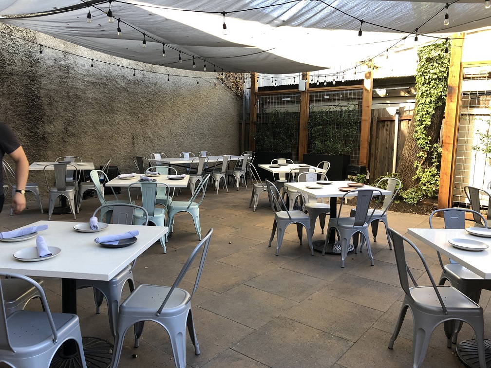 Outdoor dining area at Taub Family Outpost in Sonoma CA