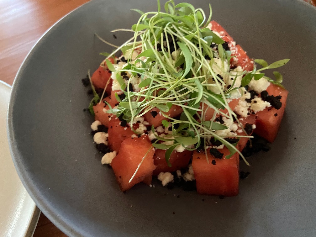 Watermelon salad at Taub Family Outpost