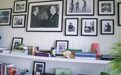 The reception area of GoldenEye resort pays tribute to Ian Fleming's years at his Jamaican hideaway.