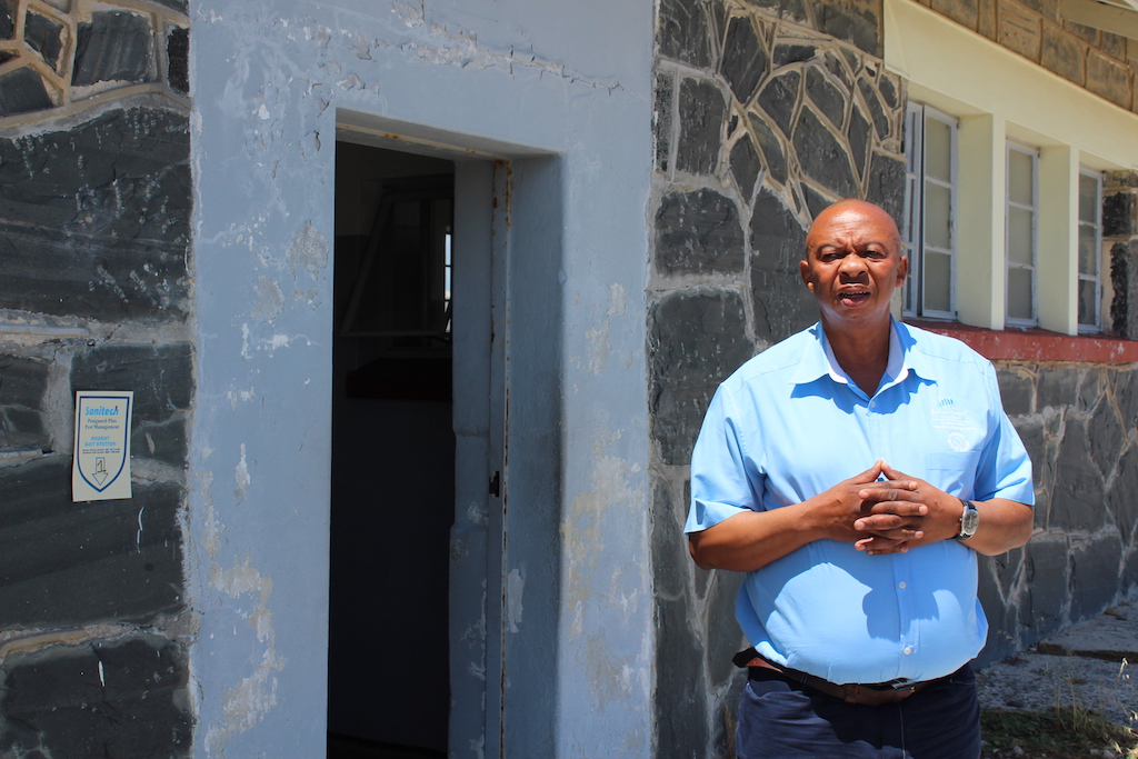 On a tour of Robben Island guided by a former political prisoner.