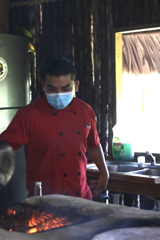 Chef Marco Yuk in the Open Hearth kitchen at Chaa CreeK