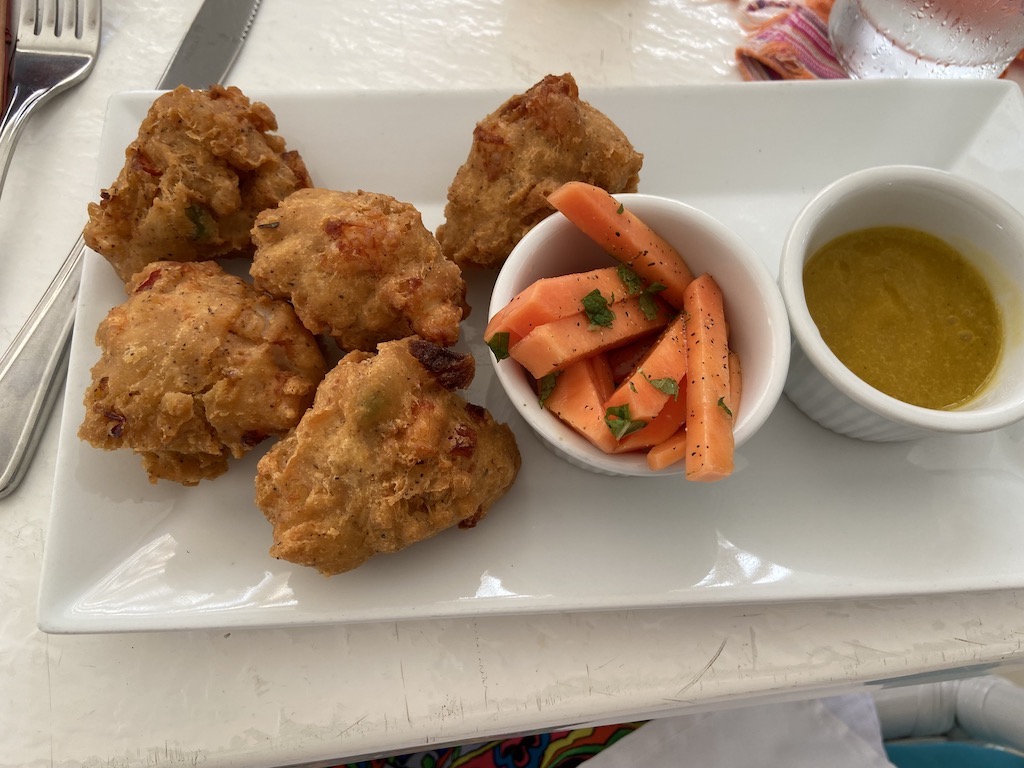 Shrimp fritters appetizer at Naia Resort and Spa