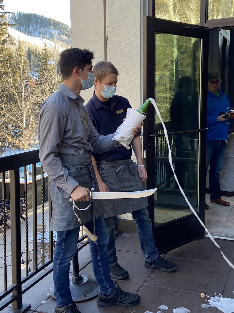 Champagne sabering at the Grand Hyatt Vail