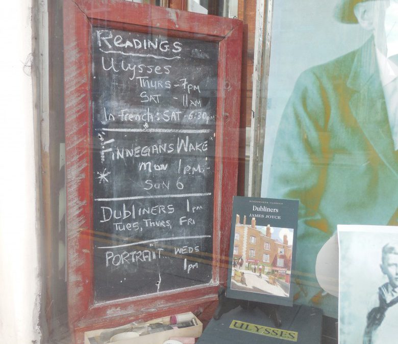 Literary readings schedule in Dublin bookstore