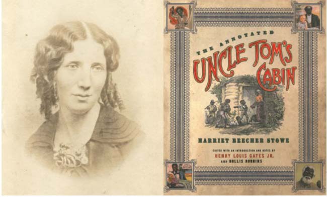Image of Harriet Beecher Stowe and cover of "Uncle Tom's Cabin."