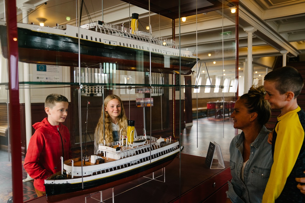 Kids touring the Titanic Belfast museum.