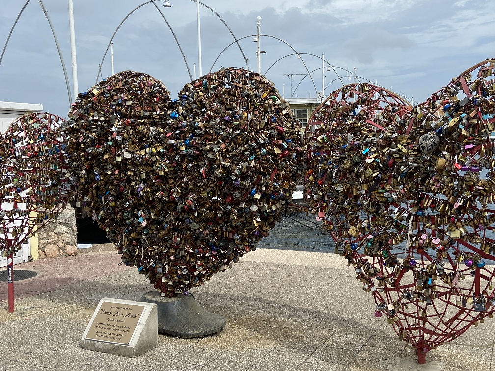 Lock Your Love near the Queen Emma floating bridge in Curacao