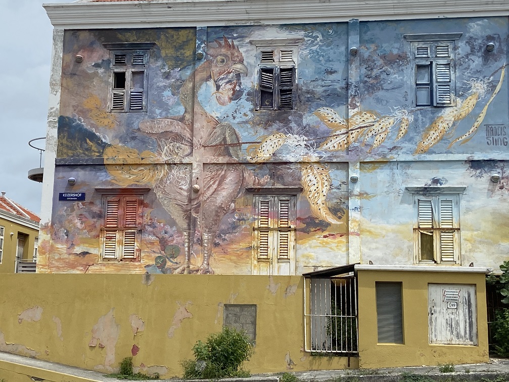 Mural of the naked chicken in Curacao