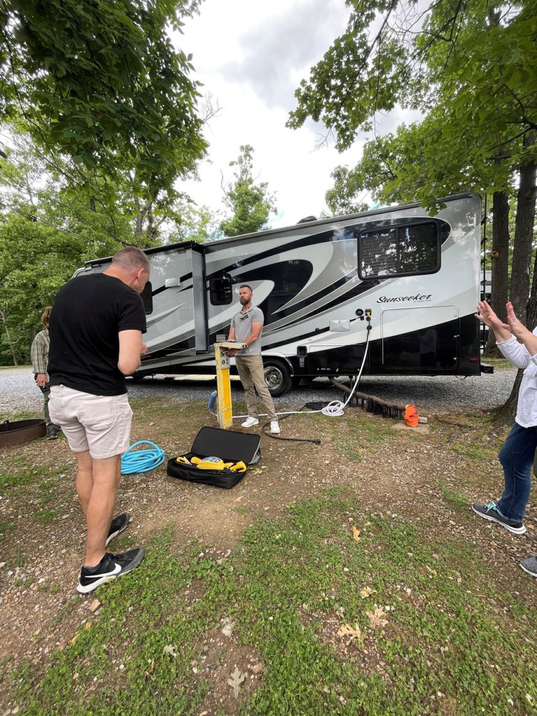 Getting instructions on hooking up RV to utilities