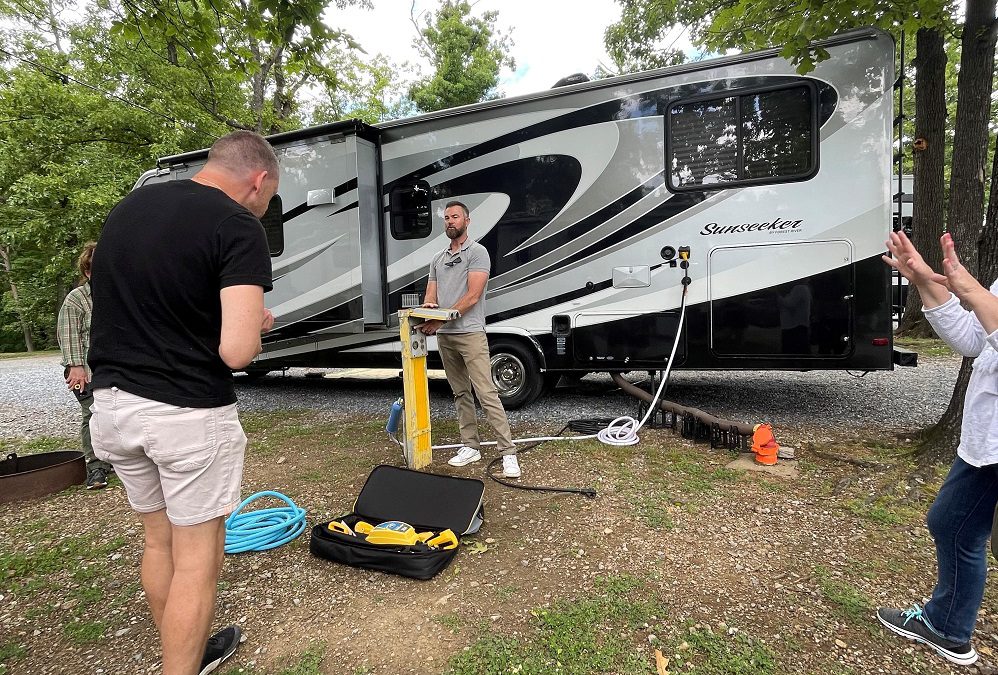 Getting instructions on hooking up RV to utilities