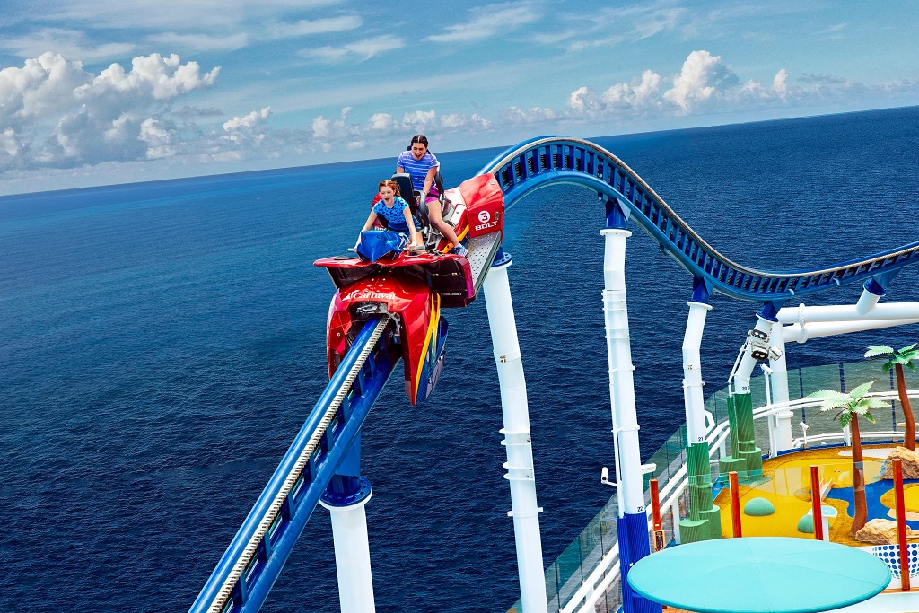 Riding the BOLT roller coaster on a new Carnival ship