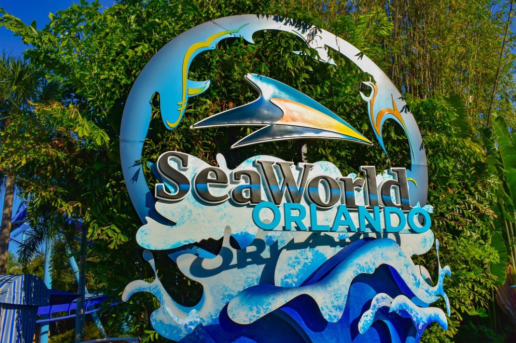 SeaWorld sign at Theme Park. Orlando, Florida.