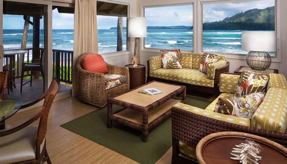 Oceanfront room at Hanalei Colony Resort