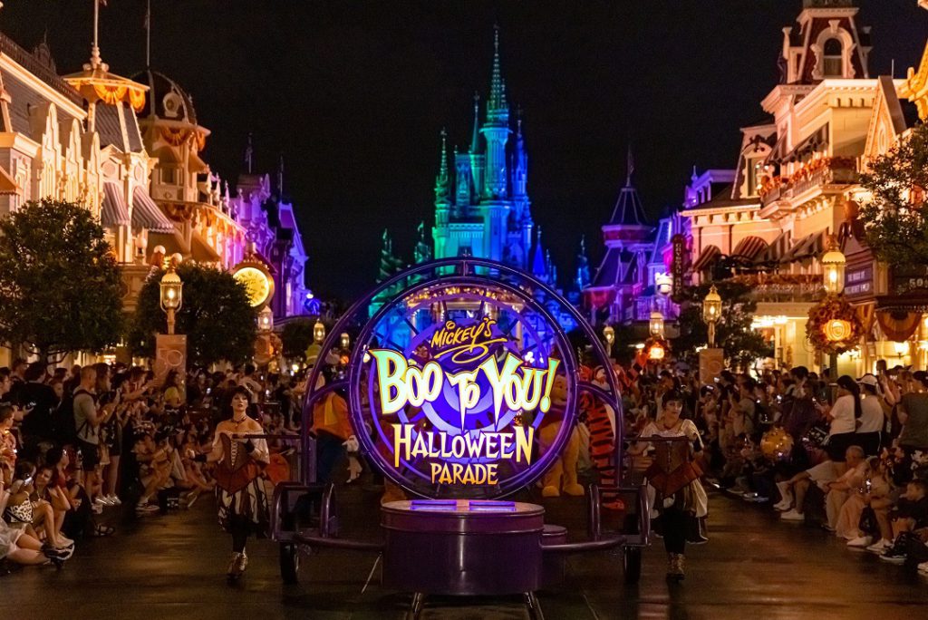 Ghosts and ghouls of all ages line a festively fall-decorated Main Street, U.S.A for “Mickey’s Boo-To-You Halloween Parade,” during the first night of Mickey’s Not-So-Scary Halloween Party, August 12, 2022, at Walt Disney World Resort in Lake Buena Vista, Florida.