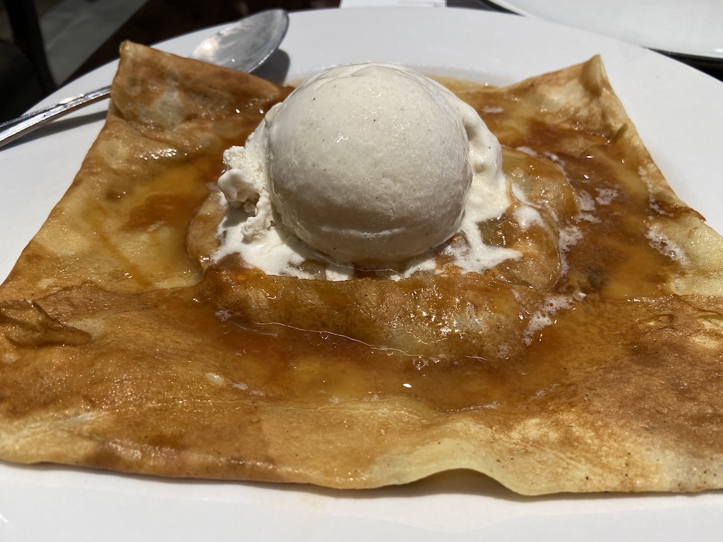 Crepe with Ice Cream and Calvados at La Creperie de Paris in Epcot