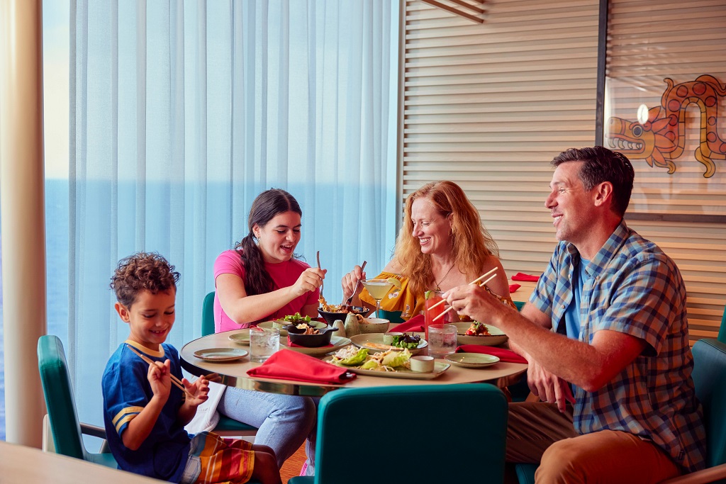 Family dining aboard a Carnival Cruise