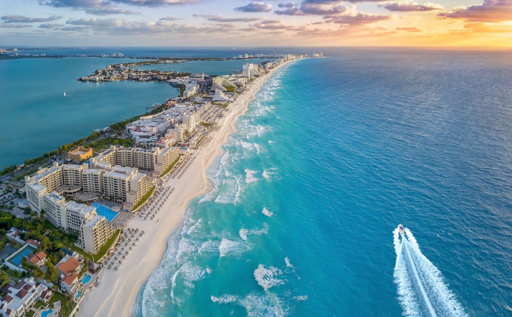 Cancun beach during the day.