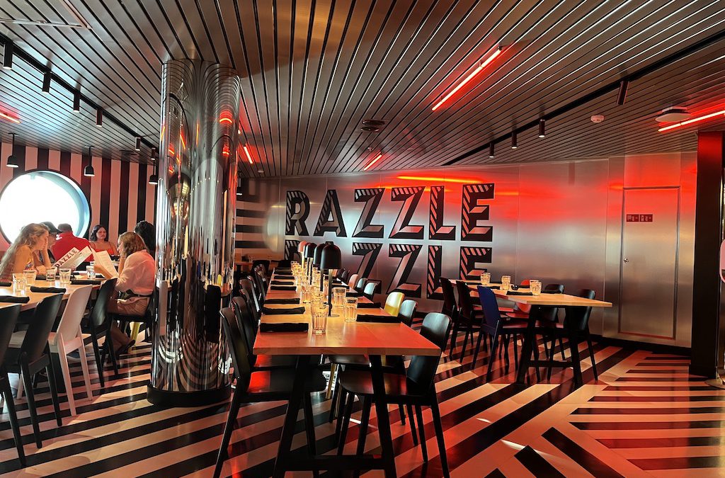 The vegetarian-forward restaurant "Razzle Dazzle" on Virgin Voyages' Valiant Lady