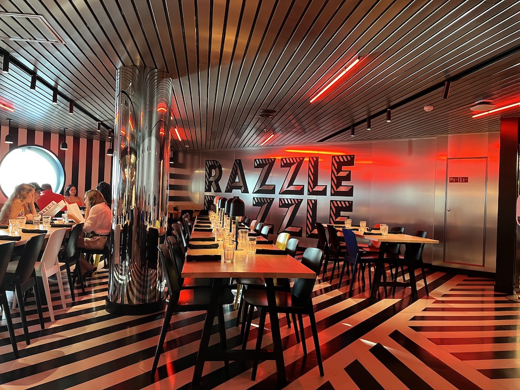 The vegetarian-forward restaurant "Razzle Dazzle" on Virgin Voyages' Valiant Lady