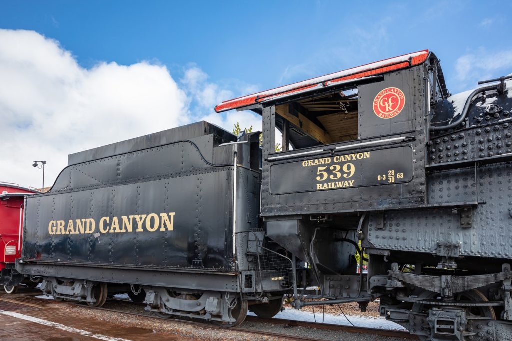 Retro historic locomotive at the station. Grand canyon railway