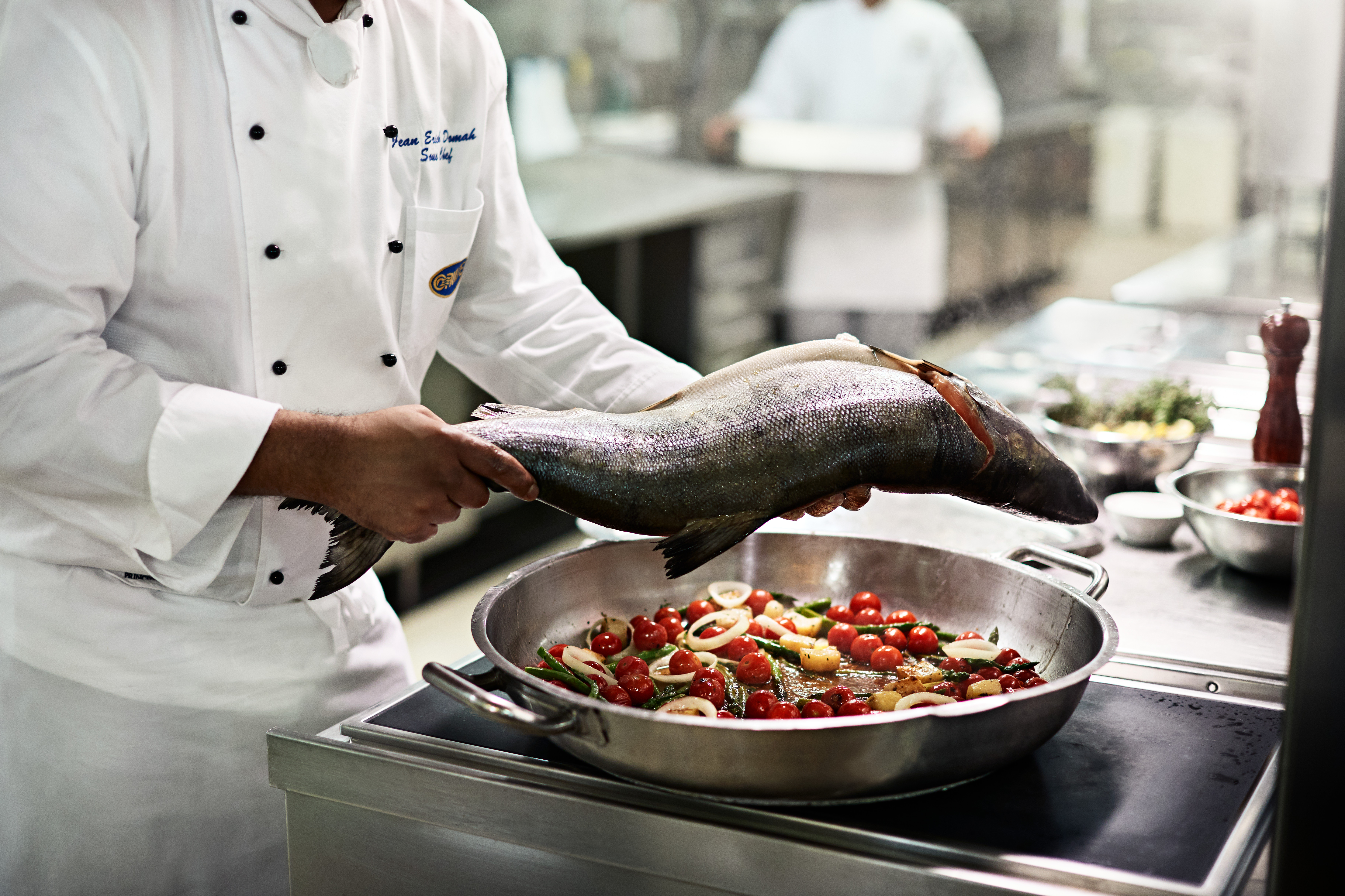 Cooking up wild Alaska seafood in the ship's galley