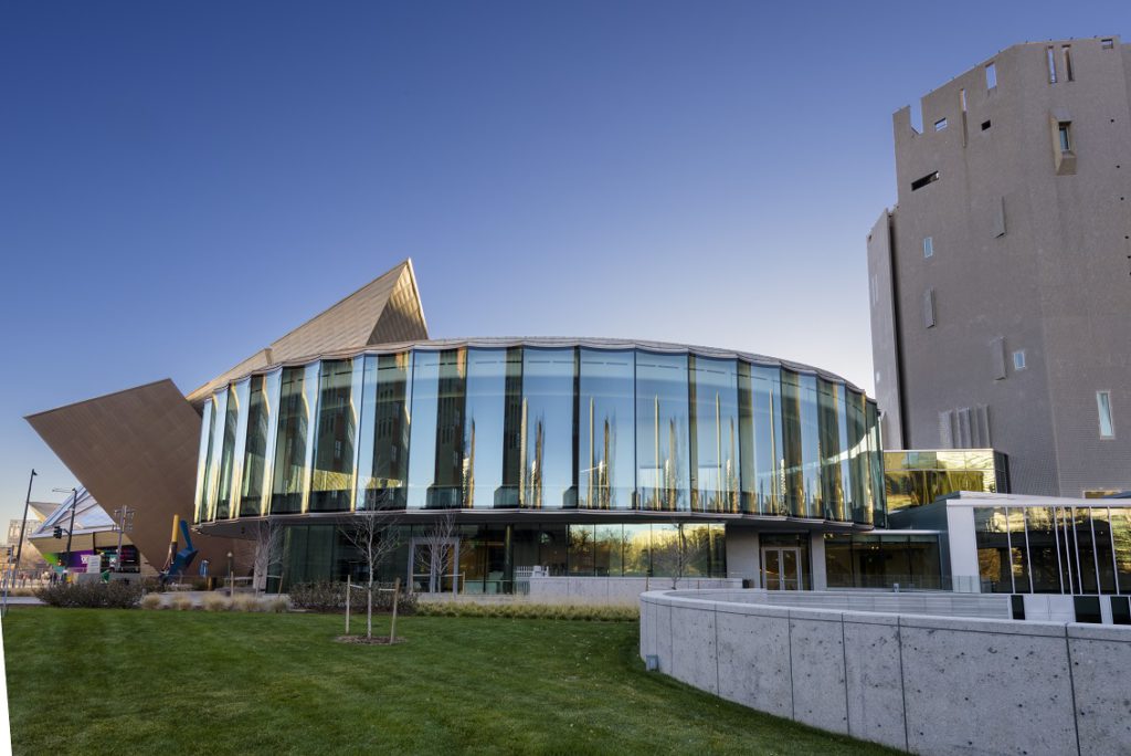 The Denver Art Museum campus with Hamilton Building at left and newly remodled Martin Building at right