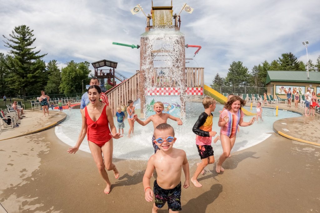 The Splashpad is a popular feature at Jellystone Parks