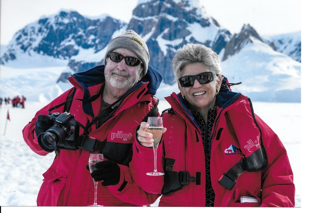 Toasting the New Year and the trip of a life time on the fast ice in Wilhelmina Bay