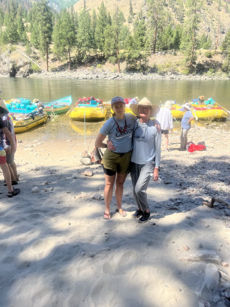 Dory Athey and her mom Patti Mulvihill reunite at embarkation point on Main Salmon River