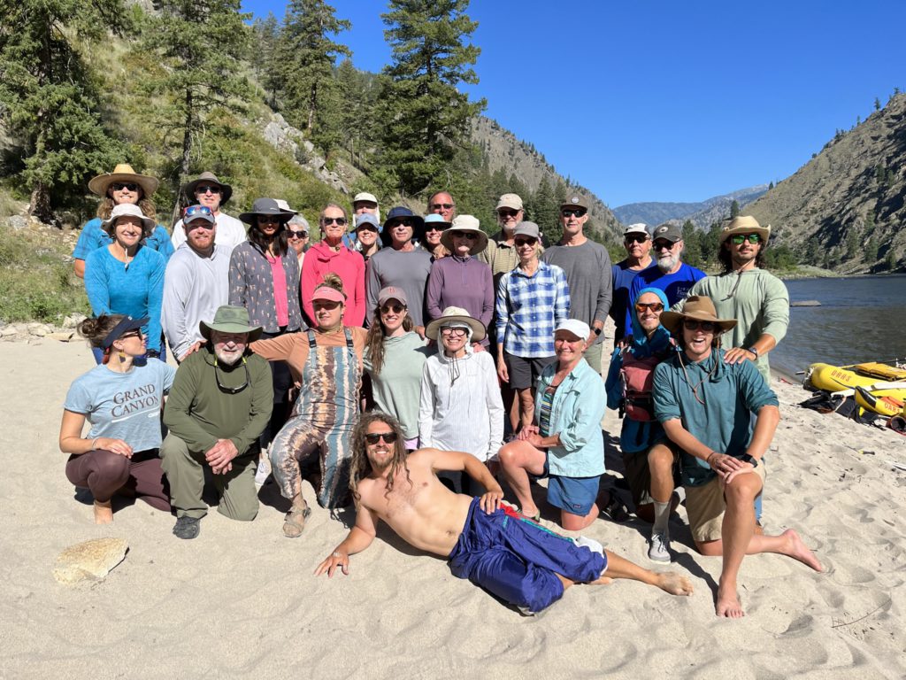 Our group of 22 plus guides on the OARS Salmon River trip