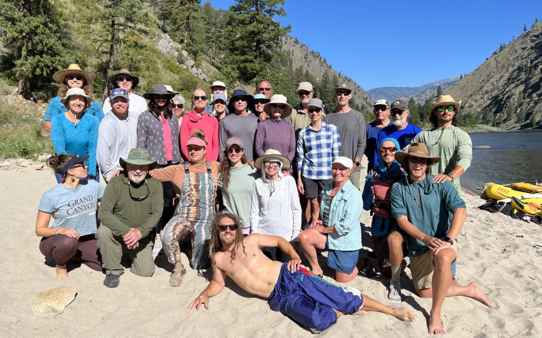 Our group of 22 plus guides on the OARS Salmon River trip