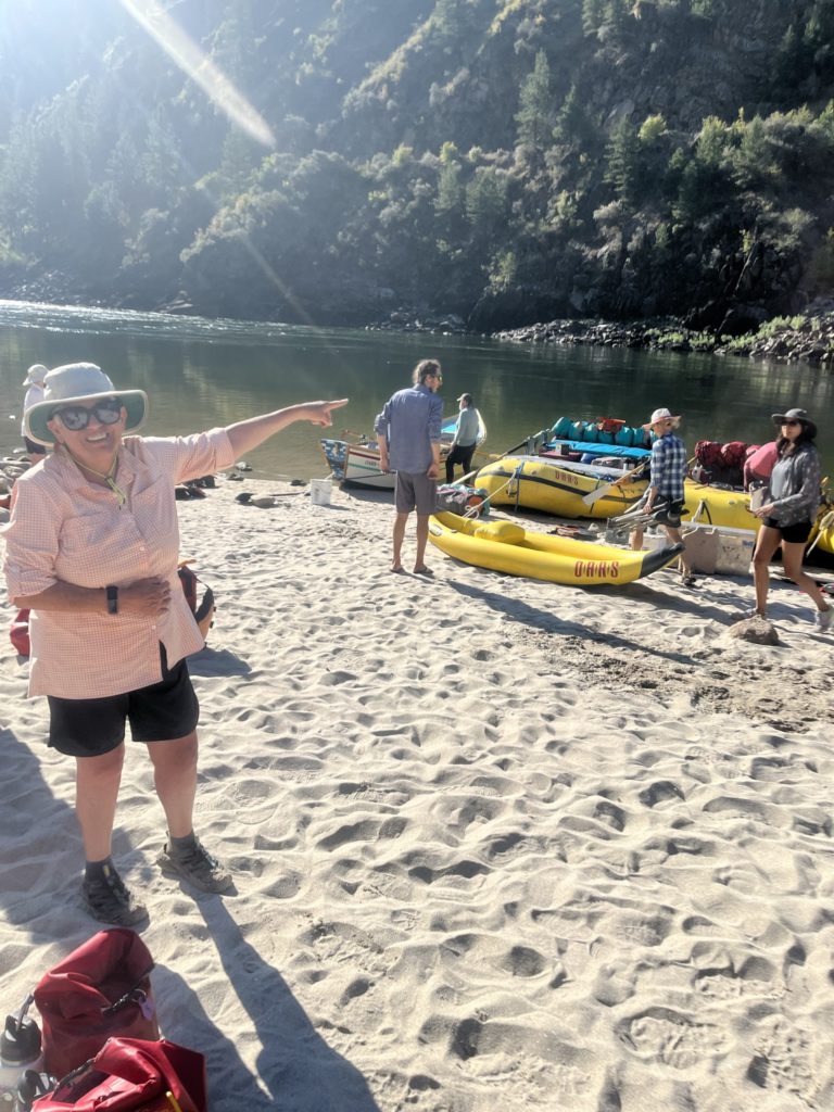 Eileen directs Andy to "strike the tent" on last day of the Salmon River Raft trip