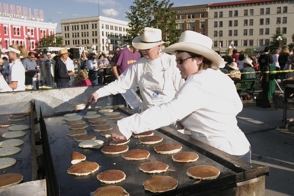 Pancake flippers at the pancake breakfast in Cheyenne, 