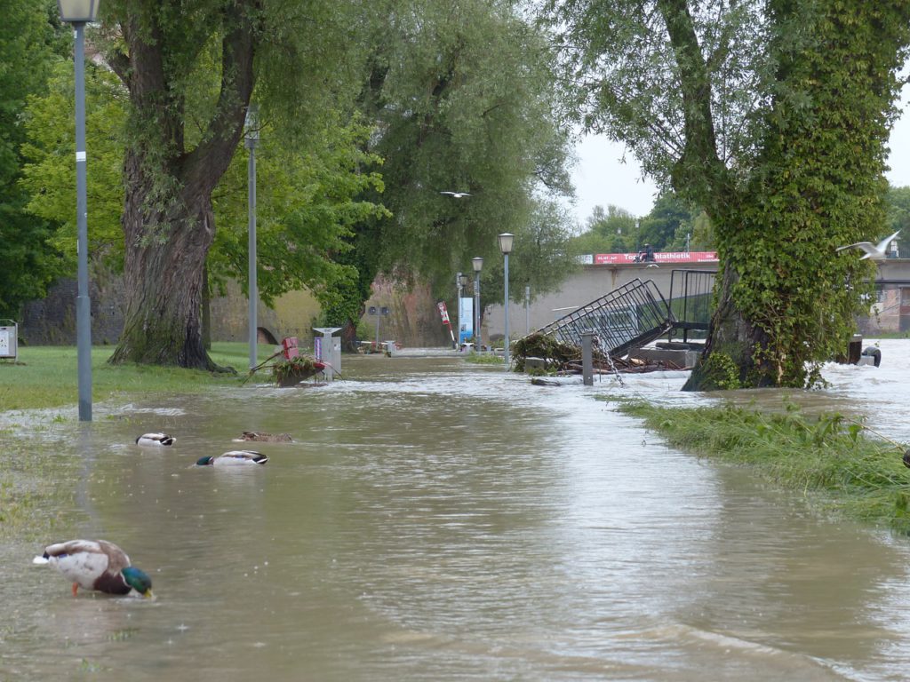 Flooding along the Danube River in Europe