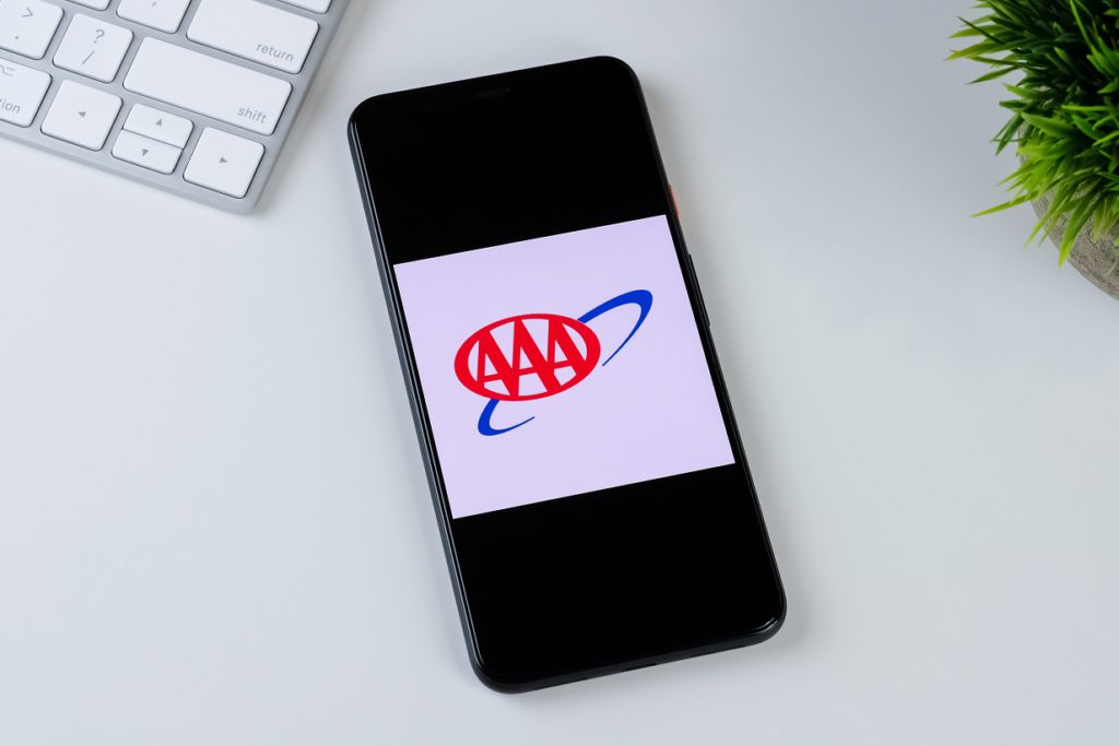 AAA Mobile app logo on a smartphone screen