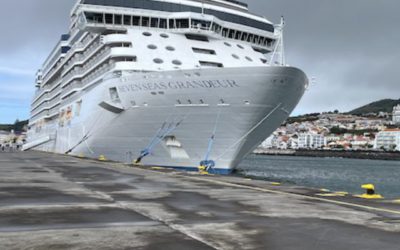 Regent Seven Seas Grandeur docked in Horta, Azores April 17, 2024