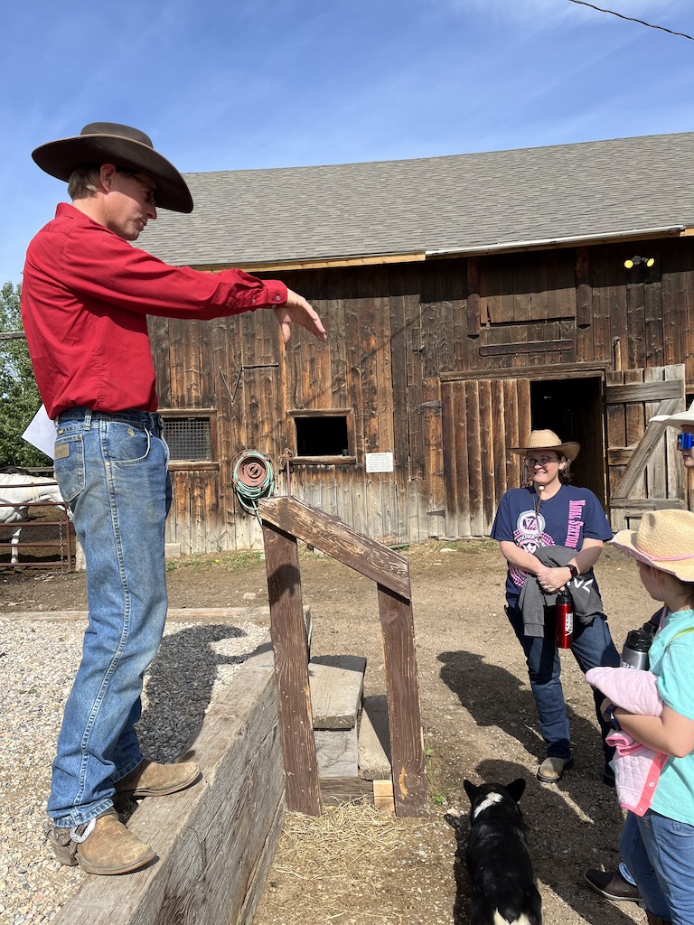 Brent Kilmer going over the ropes at the Vee Bar Ranch horse corral